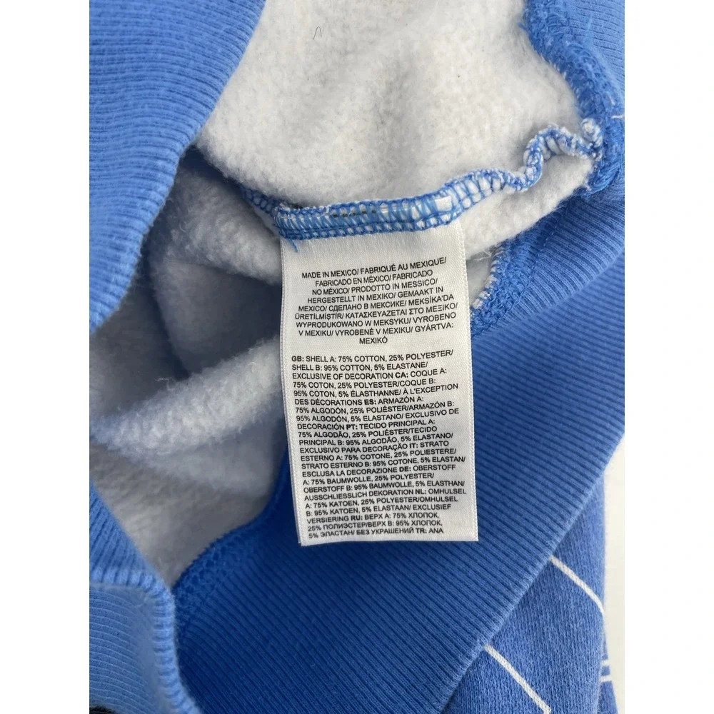 The North Face Hoodie Mens Med Blue All Over Logo Pullover Sweatshirt Outdoor